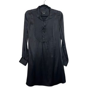 Zara Woman Black Silk Long Sleeve Shift Dress Size XS Women